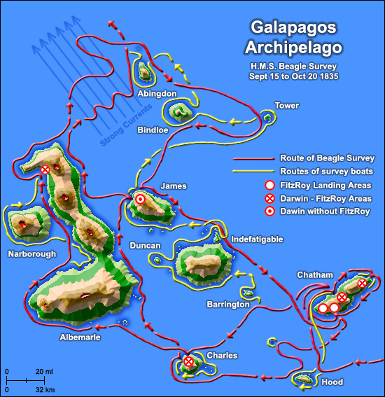 darwin's voyage galapagos islands